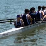 Coxswain Tanner Reightley prepares Owen Sykes, William Taylor, Aidan Driggers, Hugo Pizarro for their race. (Contributed photo)