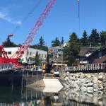 Cranes are often part of the Seattle skyline, but it seems one has crossed the water to be (temporarily) part of the Poulsbo skyline. (Courtesy Photo)