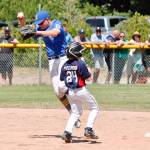 Dominic DAmico makes the final out of the game at second base and avoids a collision with a Gig Harbor base runner in the District 2 championship. (Mark Krulish/Kitsap News Group)