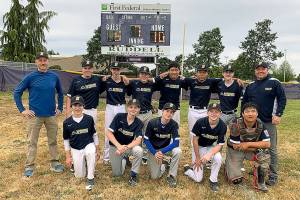 The Bainbridge LL Senior All Stars were coached by Larry Goode and Life Horwitz. The players were: Christian Benze, McCrea Curfman, Garrett Goade, Conor Grady, Spencer Grady, Matthew Grant, Jack Grant, Ben Hobbs, Monty Horowitz, Judah Marshall, Andrew OConnell, Isaac Sellers, Miles Wieland, Owen Bernstein and AJ Stevens. (Photo courtesy Ed Wieland)