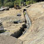 A joint untility trench has been created for easy access for multiple infrastructure agencies along the Johnson roundabout project. .