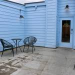 A nice patio area at one of the entrances to Hotel Scandi.