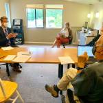 Rep. Derek Kilmer, 6th District Democrat (far left), spoke of the Thursday suicide bomber attack at the Kabul airport: We owe all service members our full support as they complete their mission in Afghanistan as safely as possible. (Bob Smith | Kitsap Daily News)