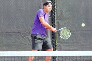 Drake Jones, along with partner Josh Smith, are the favorites in the Olympic League doubles tournament. The duo also qualified for the 2A state tournament as sophomores. (Mark Krulish/Kitsap News Group)