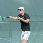 Josh Smith, along with partner Drake Jones, are the top doubles pair for North Kitsap and led the way in Thursdays match against Bainbridge, winning 6-0, 6-1. (Mark Krulish/Kitsap News Group)