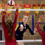 Isabelle Prentice scores a kill late in the match against Kingston. (Mark Krulish/Kitsap News Group)