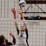 Rebecca Roman tries to get her fingers on a North Kitsap spike. (Mark Krulish/Kitsap News Group)