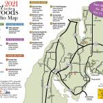 A map showing all of the venues for the Art in the Woods studio tour.