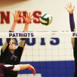 Sophia Baugh and Maliyah Reed just miss a block.