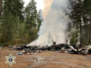 The scene of the fire in the area of Burkes Lane and Highway 104 in Kingston. Courtesy photos