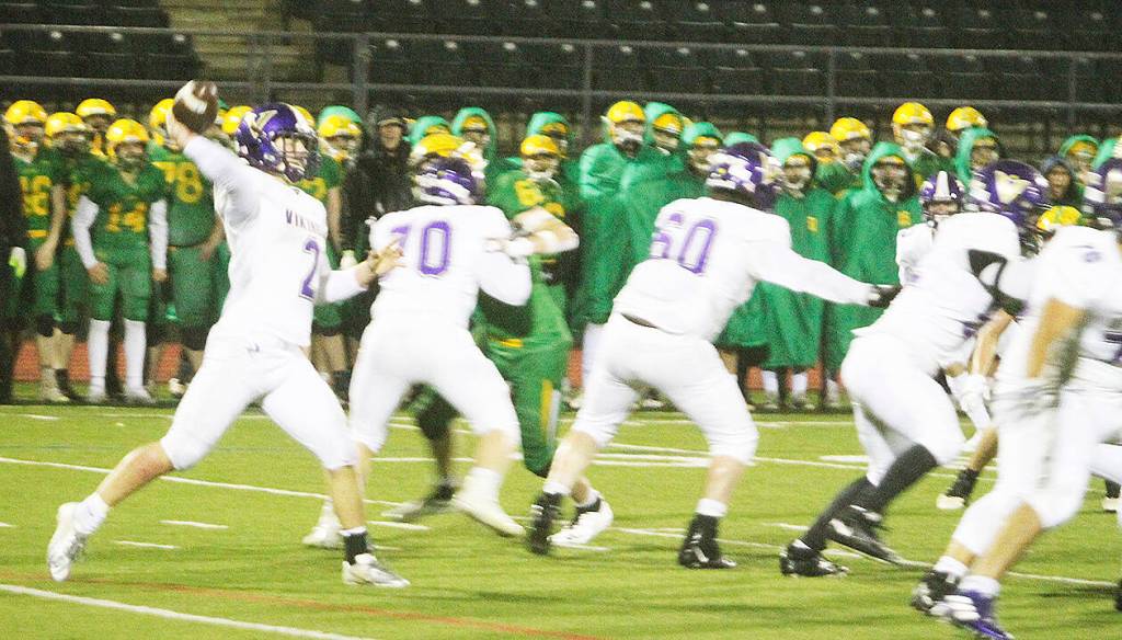 The Lynden pass rush wasnt much of a factor in the game, as the offensive line protected QB Colton Bower (2) well.
