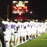 The North Kitsap football team lines up at the start of the game.