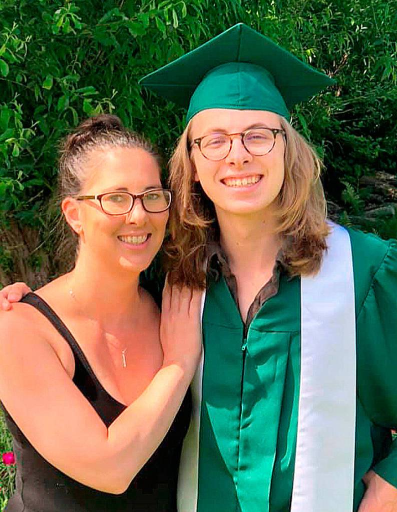Will Huck and his mother Kate Lay following his graduation from Vashon High School this year. (Facebook photo)