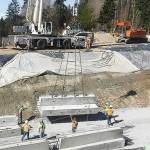 Work continued on the Johnson Road/Highway 305 roundabout, including a crane used to set tunnel segments and the installation of stormwater infrastructure. Courtesy photo