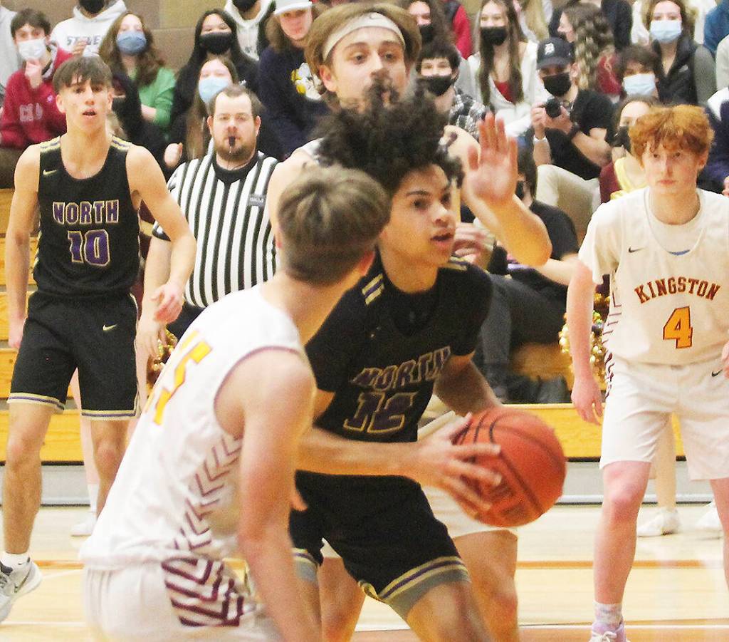 Harry Davies, with ball, provided a spark for NK with some key outside and inside shots.