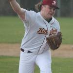 Kingston pitcher sophomore Gavin Garner throws hard to the plate.