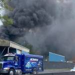 A two-alarm fire struck Navy City Metals in Gorst Thursday afternoon. (South Kitsap Fire and Rescue photo)