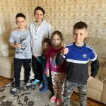 An internally displaced Ukrainian mother and her four children live in temporary housing. (Courtesy photo)