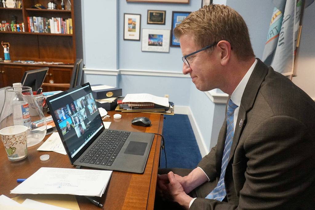 Congressman Kilmer meets virtually with members of several Northwest Indian tribes to hear their concerns. (Mike De Felice | Kitsap News Group)
