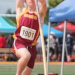 Joseph Jafek-Irigaray of Kingston plants the pole for one of his vaults at the state meet in Tacoma.