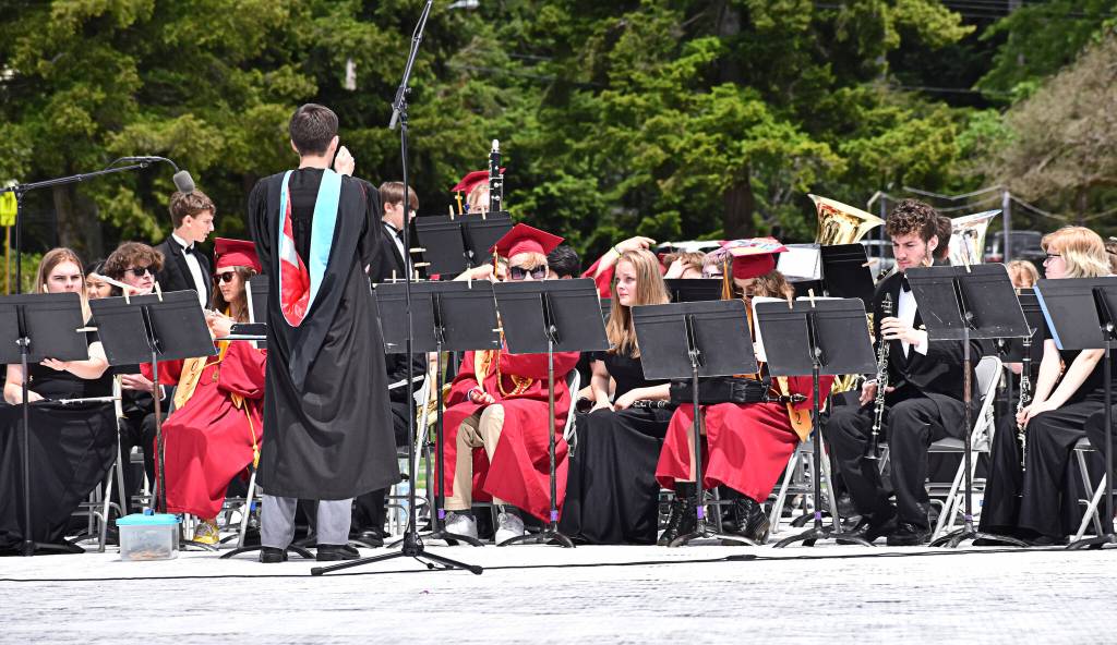 Kingston High seniors join their fellow band members one final time before graduating. Nicholas Zeller-Singh/North Kitsap Herald Photos