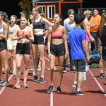 Several runners huddled with friends after the workout to then spend the rest of the day together.