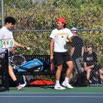 Sam King and Jasper Witten Carr of BHS fell short in their doubles match against North Kitsap.