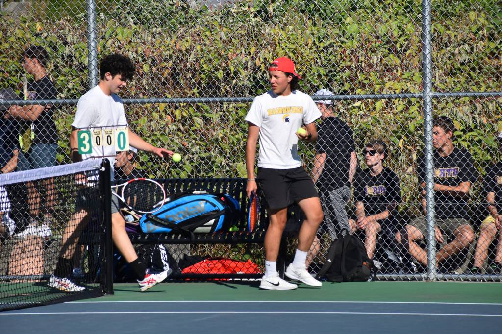 Sam King and Jasper Witten Carr of BHS fell short in their doubles match against North Kitsap.
