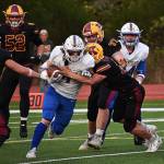 Although they showed upside, Kingstons linemen were outmatched by Rochester. Nicholas Zeller-Singh/North Kitsap Herald Photos