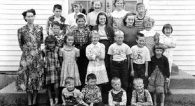 A teacher and her students at the Eglon Schoolhouse in 1950. Courtesy Photo