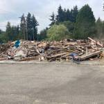 The remnants of what was PJs Market lie on the ground.