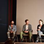 Filmmakers Zach Ignasci and Chris Temple answer questions with state Rep. Tarra Simmons during a panel discussion after the premiere of "Free to Care" at the Lynwood Theatre.