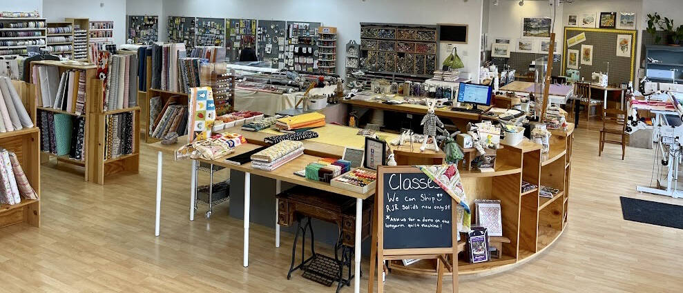 Esthers Fabrics is open Monday-Saturday 10 to 5, and Sunday 12-5 in downtown Bainbridge Island at 181 Winslow Way E. Suite D.