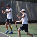 Air Mielbrecht-Hansen and Aidan McLennan escape a close battle against Bremerton on their home court.