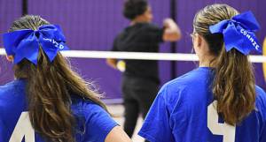 North Kitsaps volleyball players wore bowties to show who they represented in the fundraiser. Nicholas Zeller-Singh/Kitsap News Group Photos