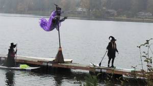 Apparently these witches couldn't get their brooms to work as they arrived by paddle board at the northern entrance to Eagle Harbor. Apparently they didn't know what day it was either because they arrived early for Halloween. Watch out for them as they may be embarrassed about this and take it out on unsuspecting children Monday night.