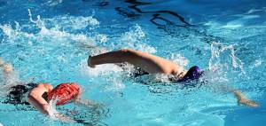 Klahowya's Loren Swaney and Caley Haydu lead the Eagles to a ninth-place finish at the 2A Westside Classic District Swim Tournament. File Photo