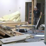 A construction worker puts things together for a new tenant inside the Port Orchard mall. Elisha Meyer/Kitsap News Group Photos