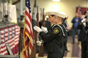 Elisha Meyer/Kitsap News Group Photos
The colors are presented at the beginning of the Veterans Day ceremony.