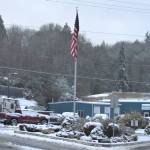 The American flag display outside City Hall in Port Orchard.