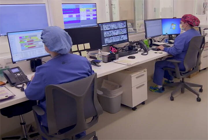 Nurses at computers.