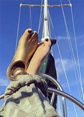 Relaxing on a sailboat.