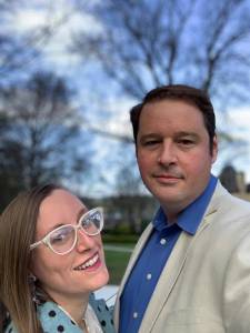 Local novelist Adam Fuller with his wife Amanda. Courtesy Photos