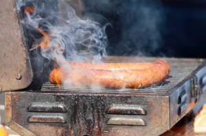 A halved Big Boy sausage gets fired up for a hungry customer. Elisha Meyer/Kitsap News Group Photos