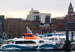 A Kitsap Fast Ferry docked in Seattle. Steve Powell/Kitsap News Group Photos