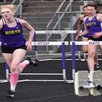 Viking Kate Posten wins the 110 hurdles event. Nicholas Zeller-Singh/Kitsap News Group Photos