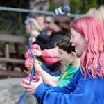 Students at Olalla Elementary cut the ribbon to a new instrument section in the sensory garden. Elisha Meyer/Kitsap News Group Photos