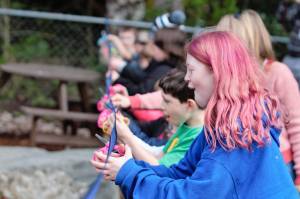 Students at Olalla Elementary cut the ribbon to a new instrument section in the sensory garden. Elisha Meyer/Kitsap News Group Photos
