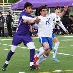 North Kitsaps Diego DeLuna battles with Bremertons Silas Erwin for the ball. Nicholas Zeller-Singh/Kitsap News Group Photos