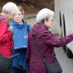 Some women board a bus to go to Poulsbo last week.